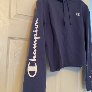 Champion raw edge cropped hoodie